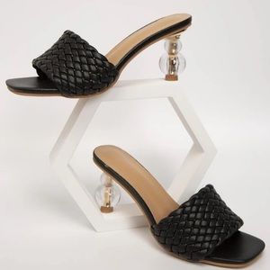 Braided Band Sculptural Heeled Mule Sandals